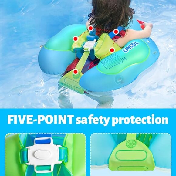 LAYCOL Baby Swimming Float Inflatable Baby Pool Float Ring with Sun Protection - Picture 2 of 3